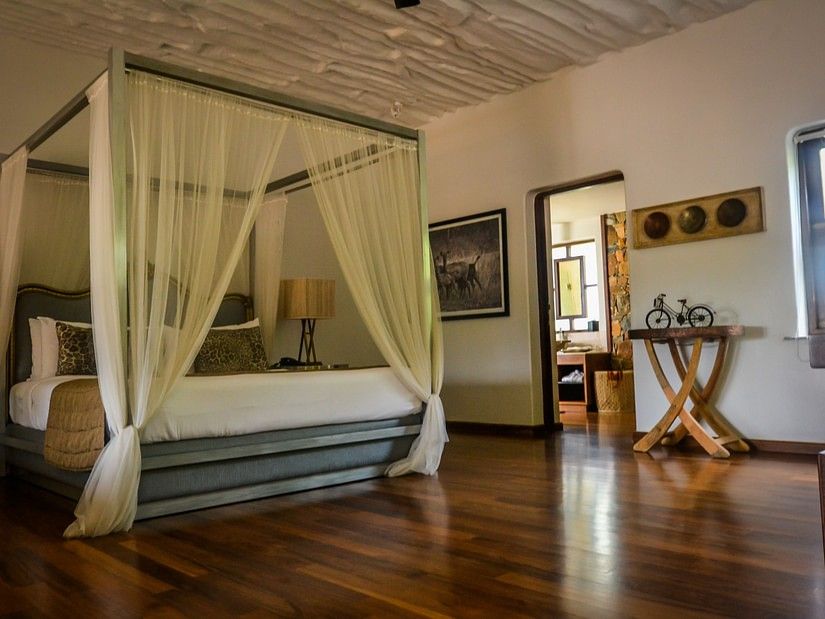 wood-panelled floor of our room in Bandipur