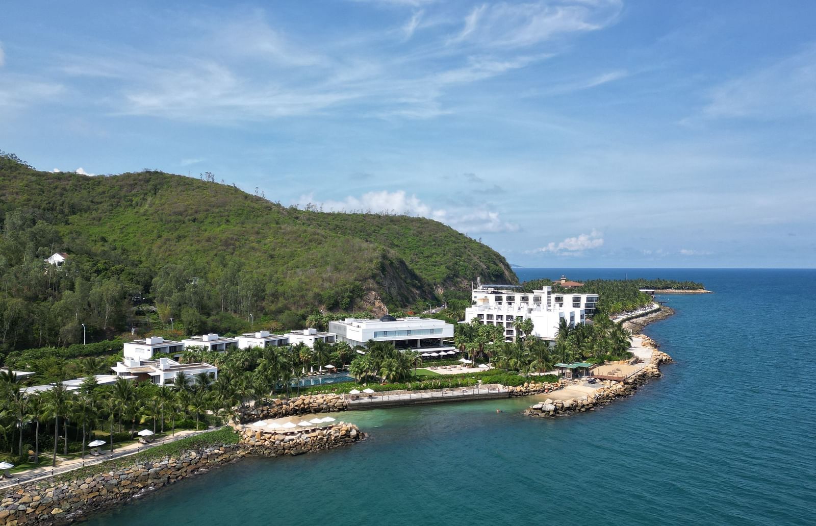 An overview of Alibu Resort Nha Trang on the coastline - beachfront resort in Nha Trang