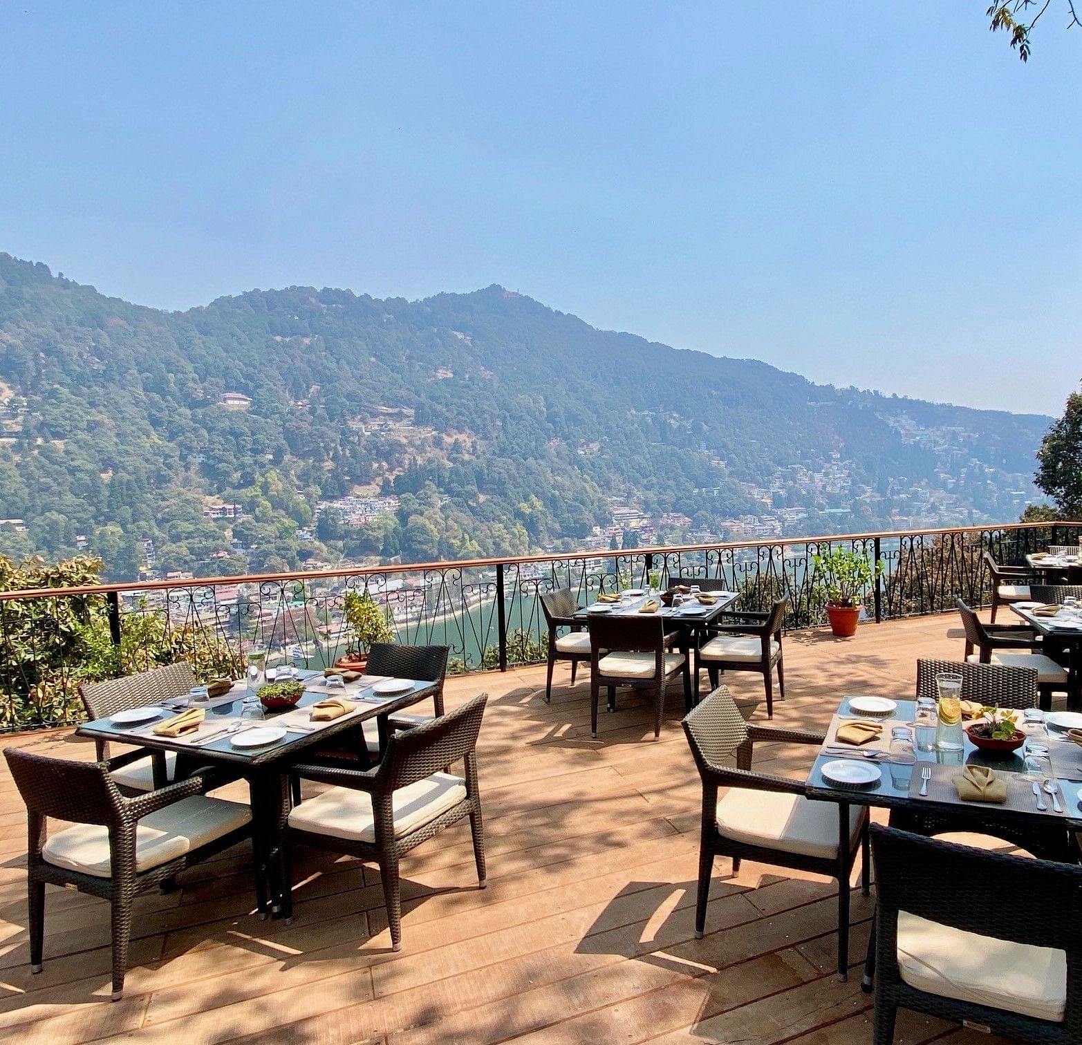 An al fresco sitting at the restaurant during the day - the naini retreat, nainital.