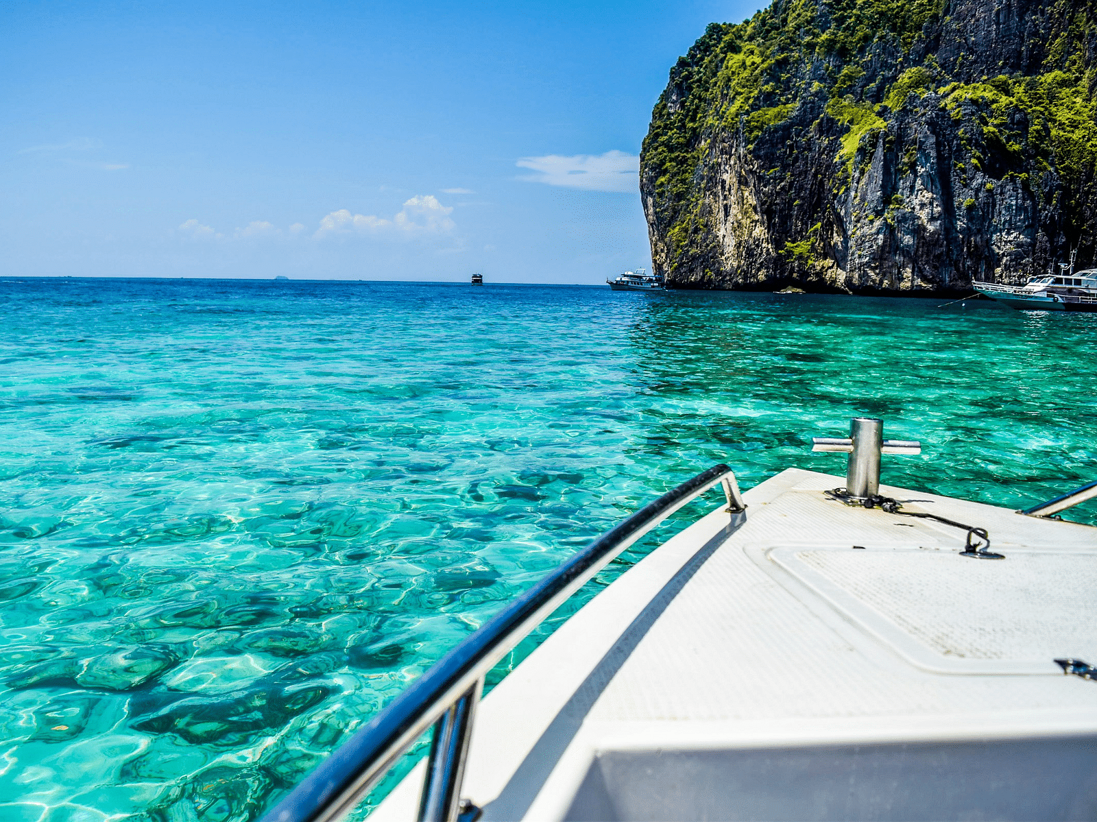 boat and blue sea in the andaman islands