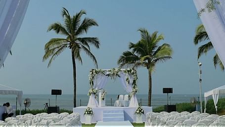 A wedding arrangement on the beach - Destination wedding in Goa - Caravela Beach Resort, Goa.