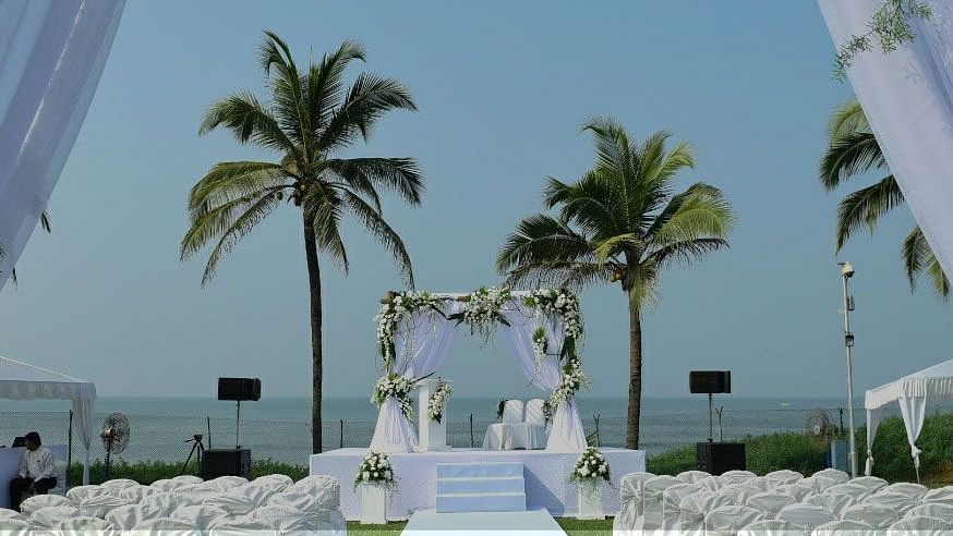 A wedding arrangement on the beach - Destination wedding in Goa - Caravela Beach Resort, Goa