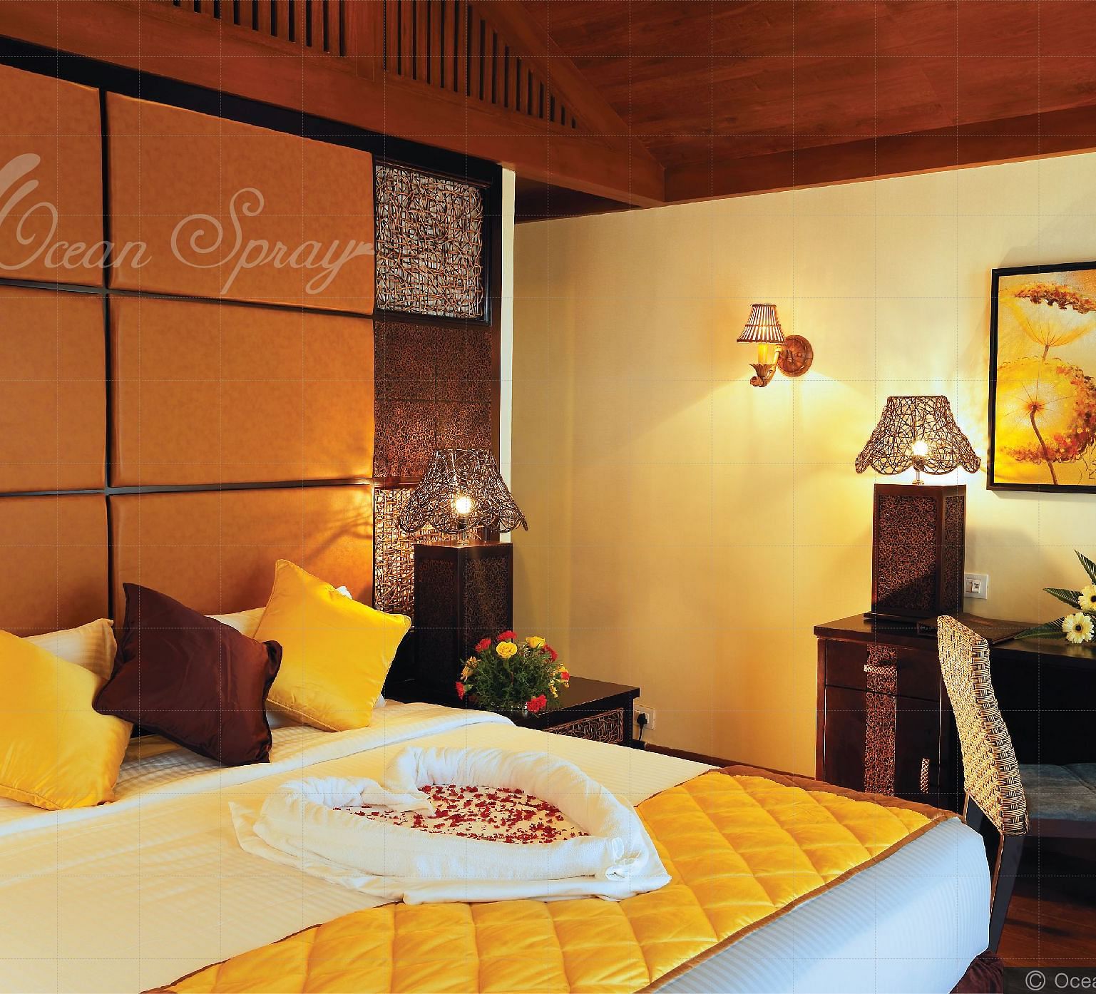 Bermuda room with a plushy bed at Ocean Spray, Puducherry