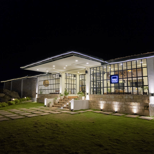 facade of Polo Cherrapunjee Resort at night