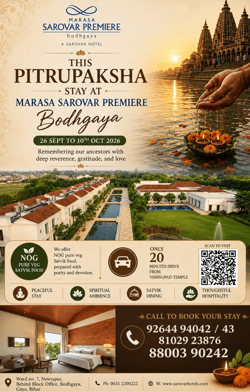 Pitrupaksha stay at Marasa Sarovar Premiere Bodhgaya with Satvik dining, spiritual ambience and peaceful accommodation