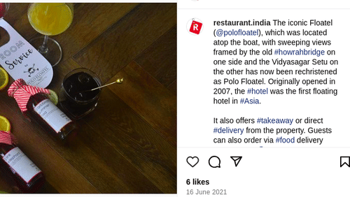 An instagram post regarding the hotel.