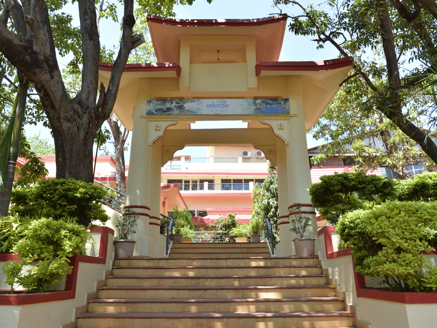 The entrance staircase of the resort.