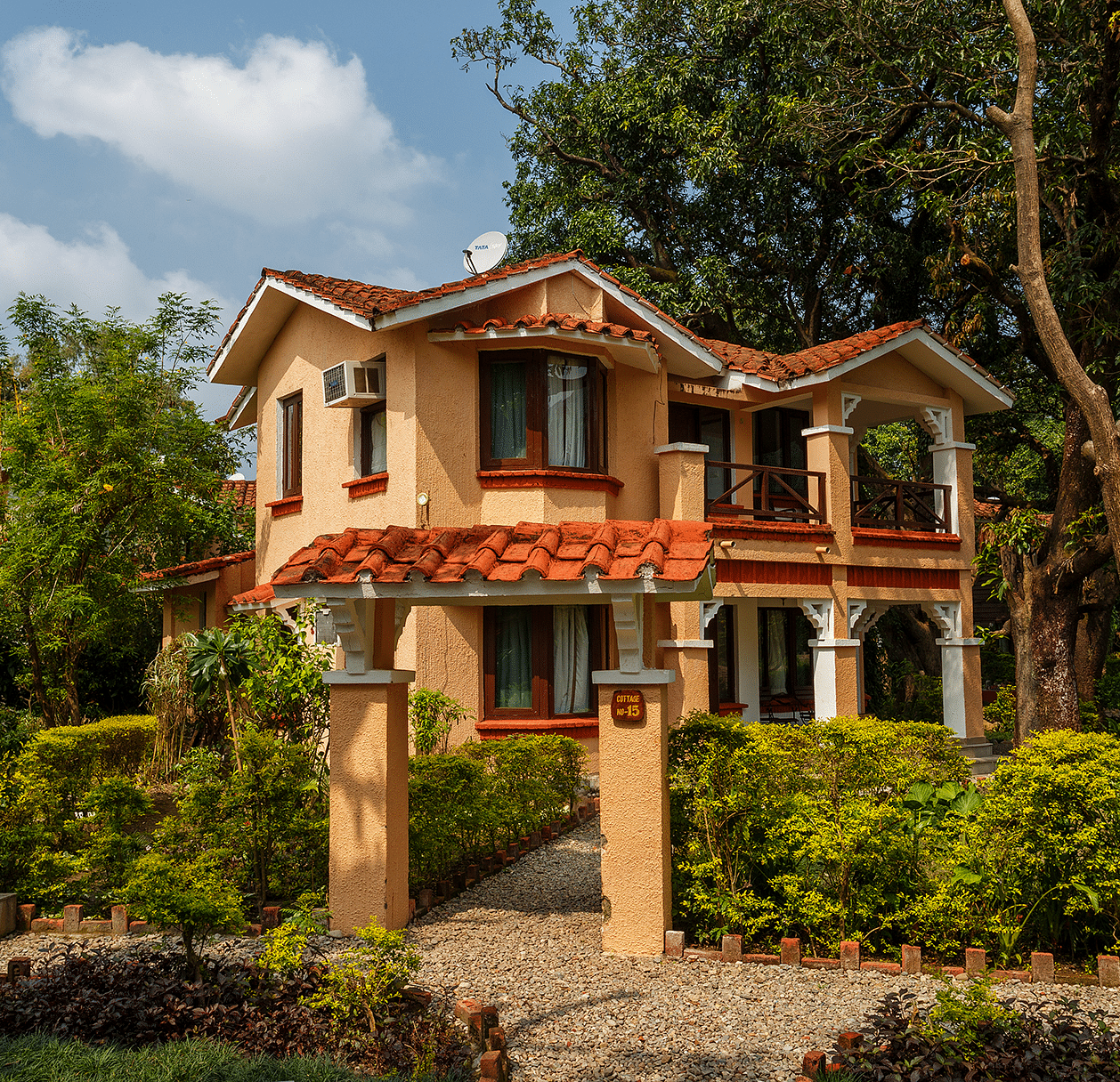 An image of a villa with many rooms and cottages amidst the trees - The Riverview Retreat,  Corbett