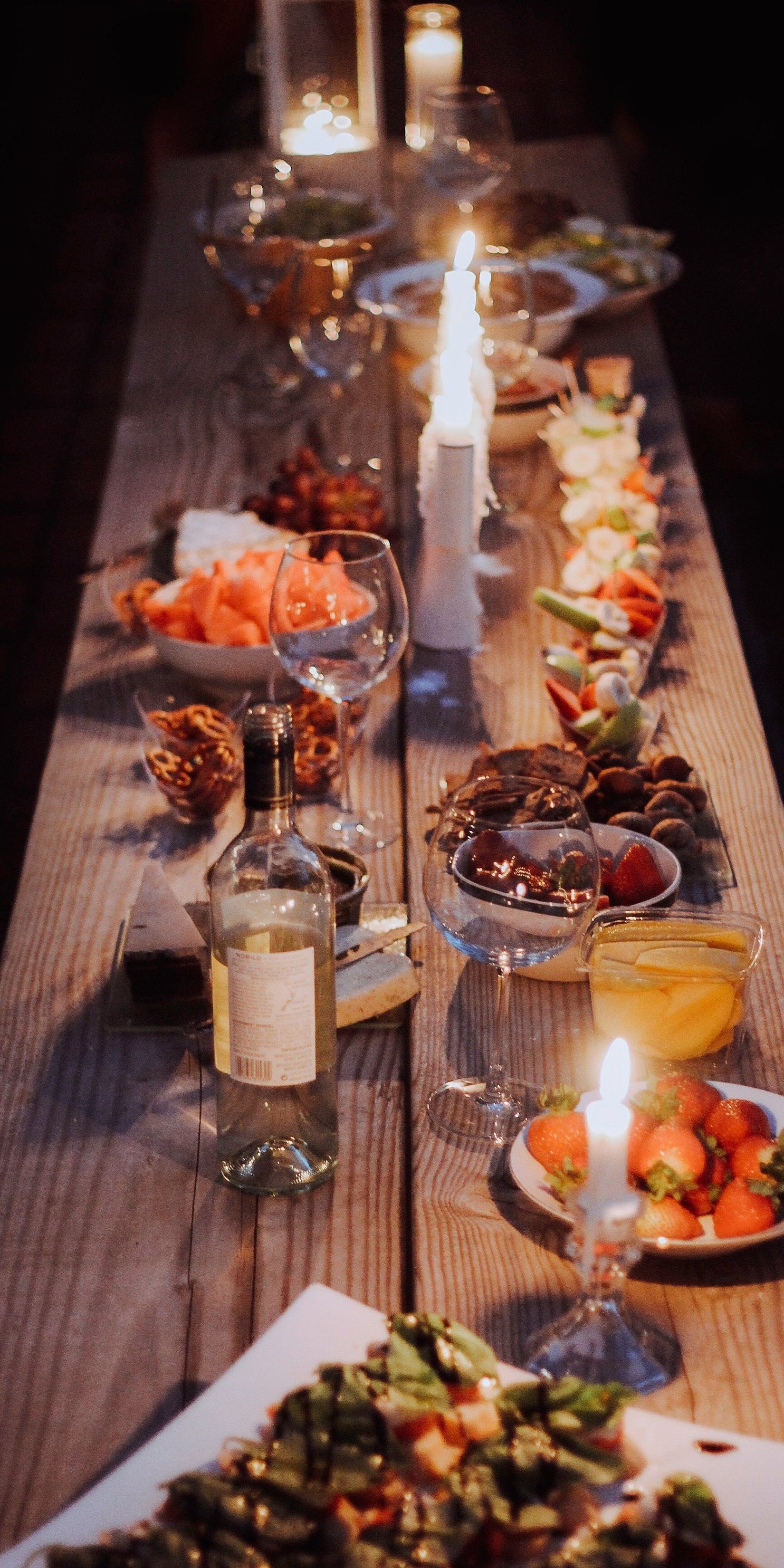 a table set with food