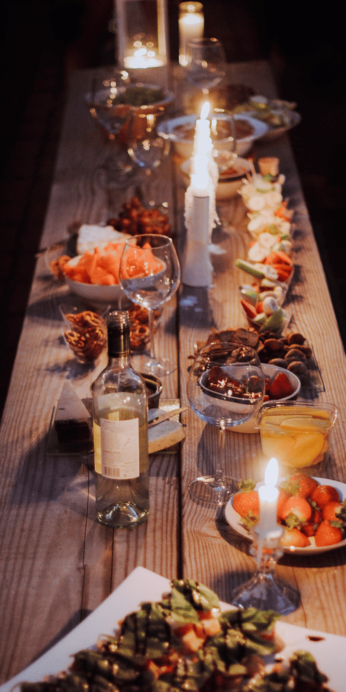 a table set with food