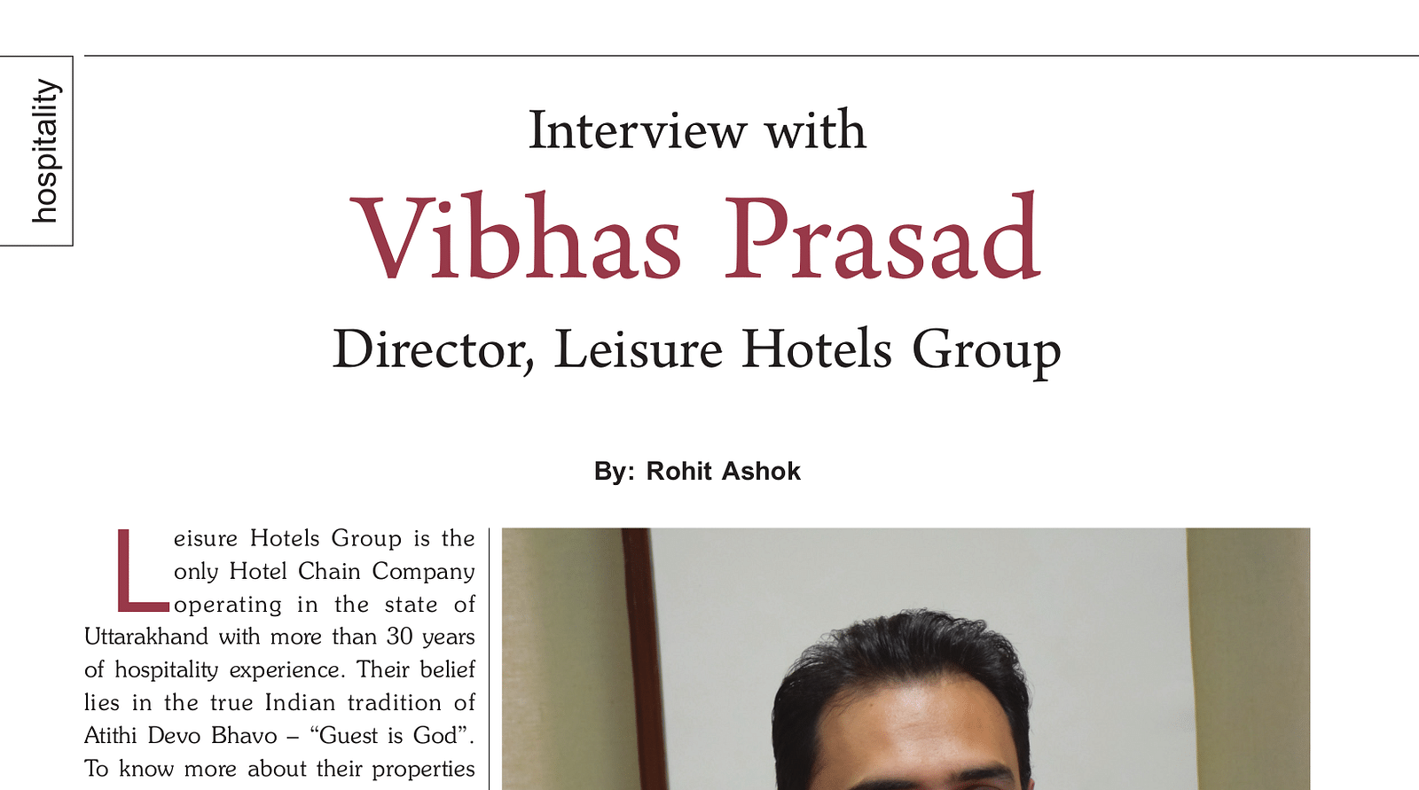 Interview with Vibhas Prasad, Director of Leisure Hotels Group.