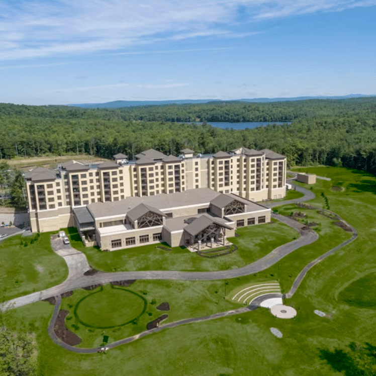 an extra long shot of the property with aerial view amidst the lush greenery