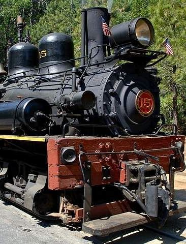 A steam rail engine during the day - Narrow Gauge Inn - A Serenite Hotel Near Fish Camp.
