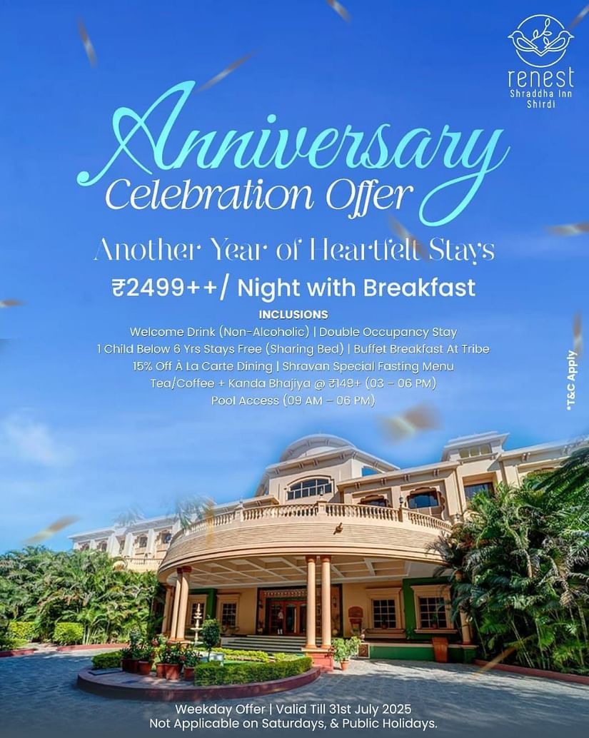 Anniversary Celebration Offer at Renest Shraddha Inn Shirdi.