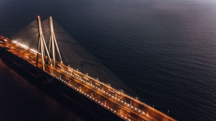 aerial view of bandra worli sea link