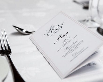 Weddings at Leisure Menu Planning placed on a table