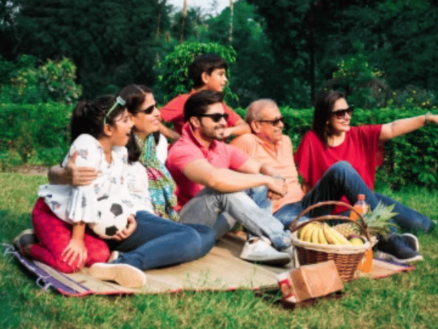 A family enjoying a picnic  with our activities in Chikmagalur