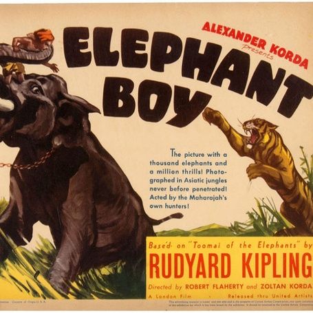 Vintage movie poster showing a boy on an elephant.