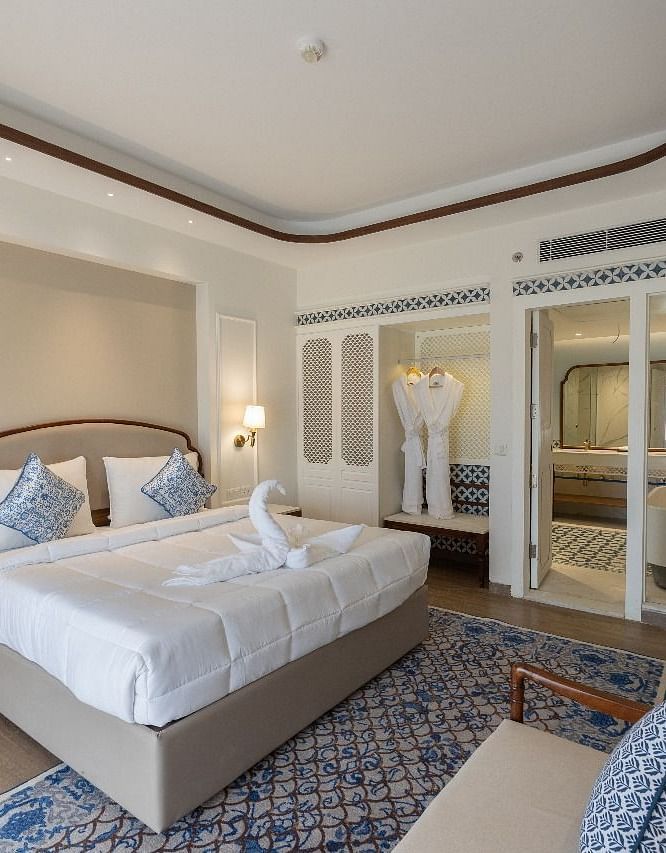 Full view shot of the luxurious bedroom at Ananta with ample of natural lighting at Bhagirathi by RDB Atishay.