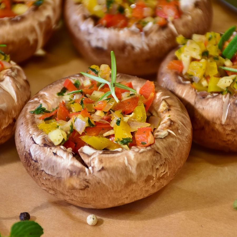 A stuffed mushroom appetiser dish of the in-house dining at GK Hill View Restaurant.