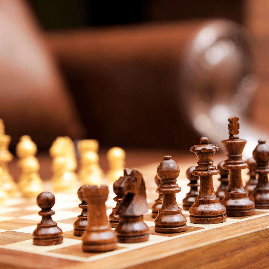 Shot of an wooden chess board 