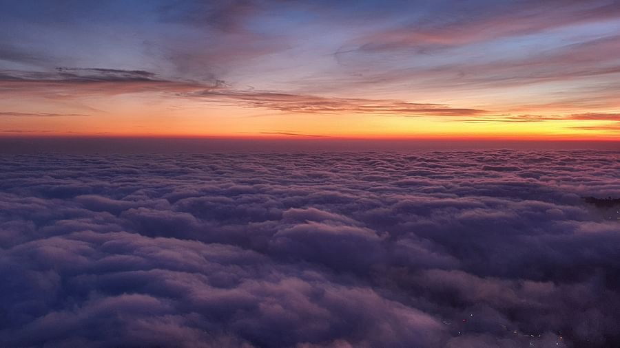 colourful sunset amidst clouds
