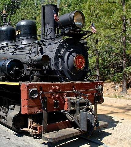 A steam rail engine during the day - Narrow Gauge Inn - A Serenite Hotel Near Fish Camp.