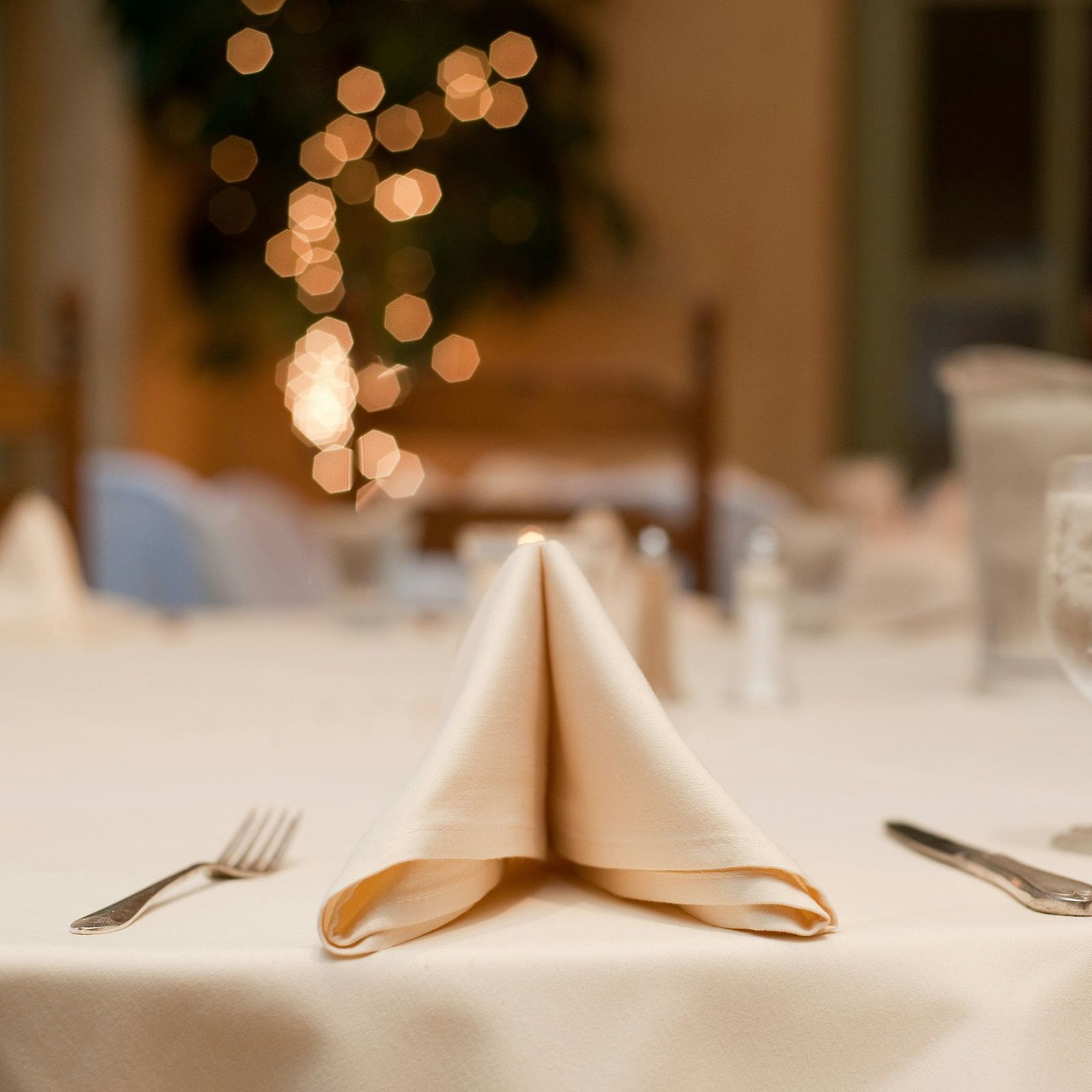 a stain napkin kept on a table at an event venue