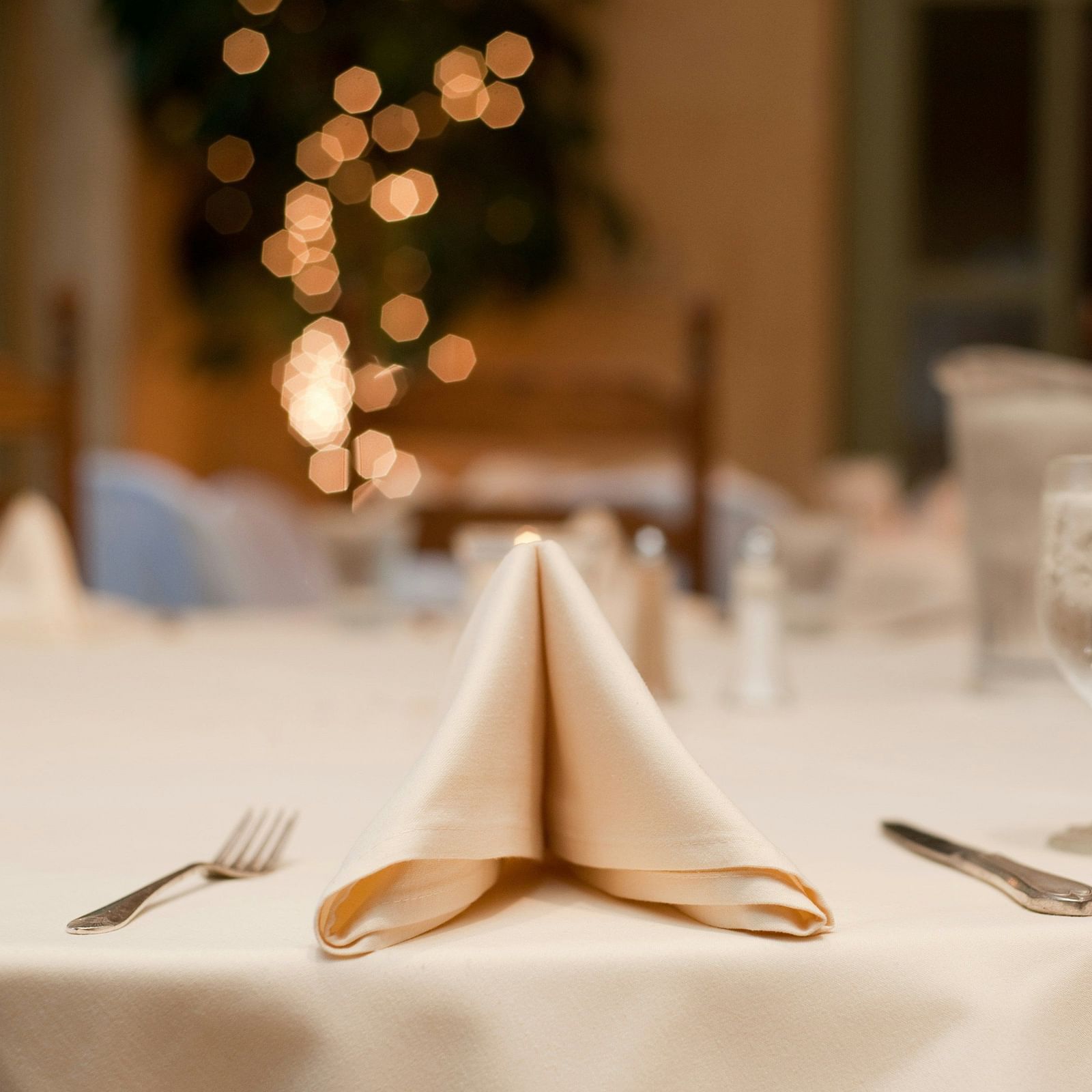 a stain napkin kept on a table at an event venue