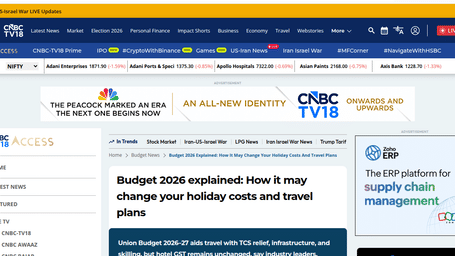 An article by CNBC showcasing Budget 2026 explained: How it may change your holiday costs and travel plans.
