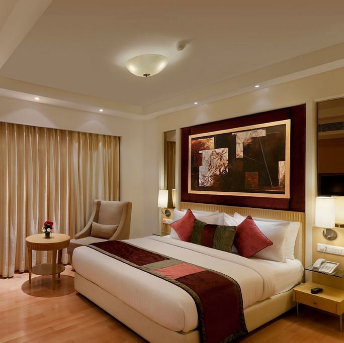 view of the double size bed at Superior Room of Inde Hotel Vista Woods, Gurgaon