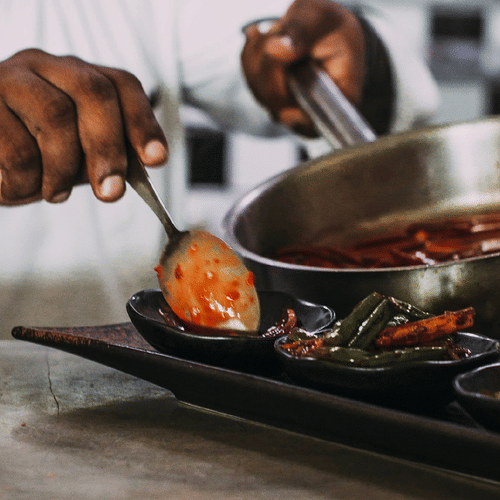 chef plating a dish