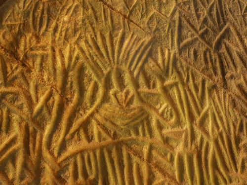 A close up of the petroglyph on the inner walls of the Edakkal Caves in Wayanad.