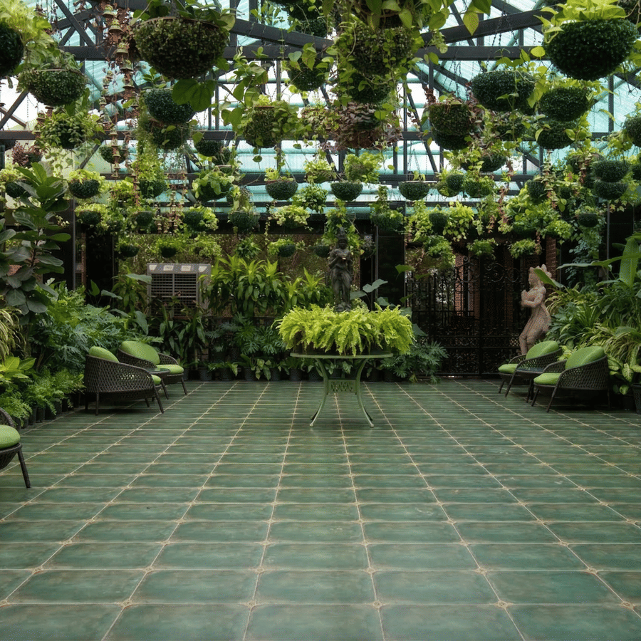 Lush green greenhouse garden venue at MAYFAIR Oasis Resort and Convention Jharsuguda