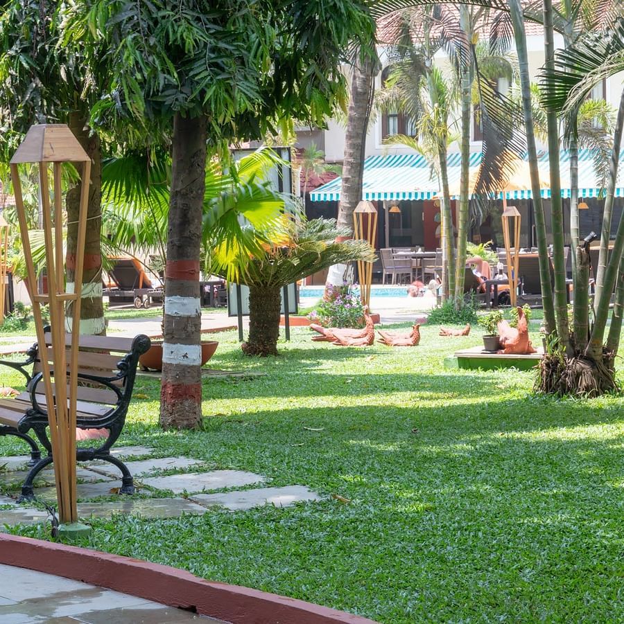 View of a beautiful lawn at Kyriad Prestige Calangute, Goa
