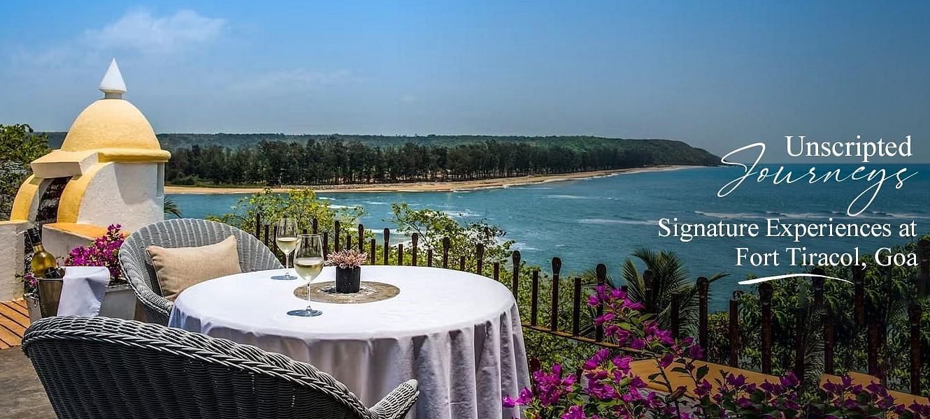 Unscripted Journeys Signature Experiences at Fort Tiracol Goa banner.