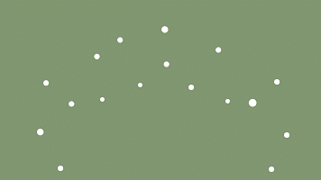 White dots on green background.