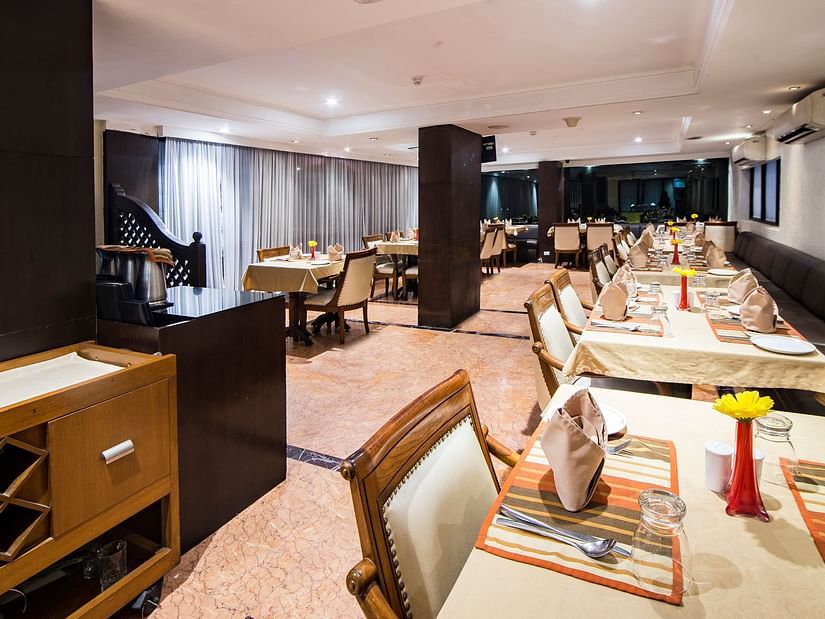 interior of our in-house restaurant in vile parle - royal palate