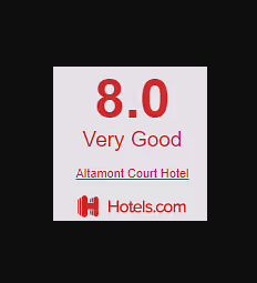 A black square with a white border contains a red square with '8.0' written in white text.