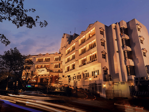 Hotel facade at night view