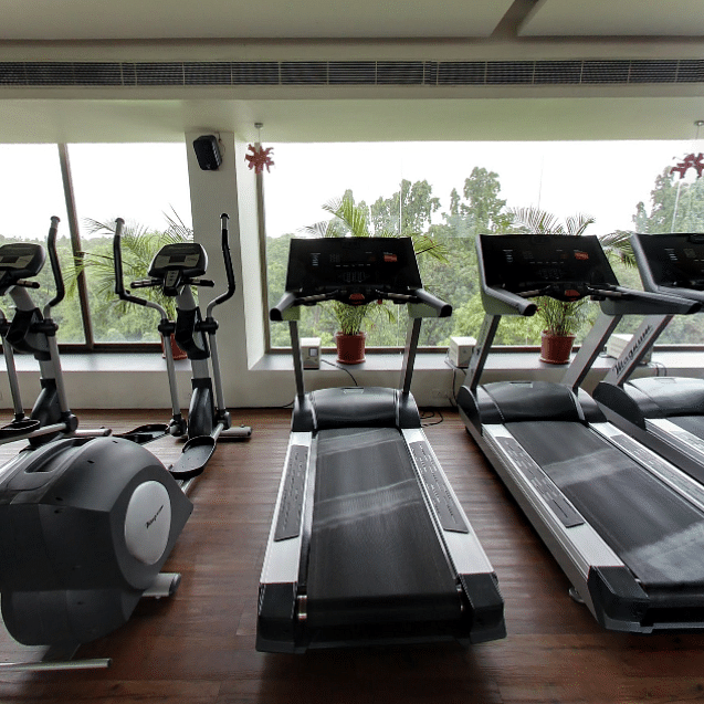 Gym equipments lined side by side
