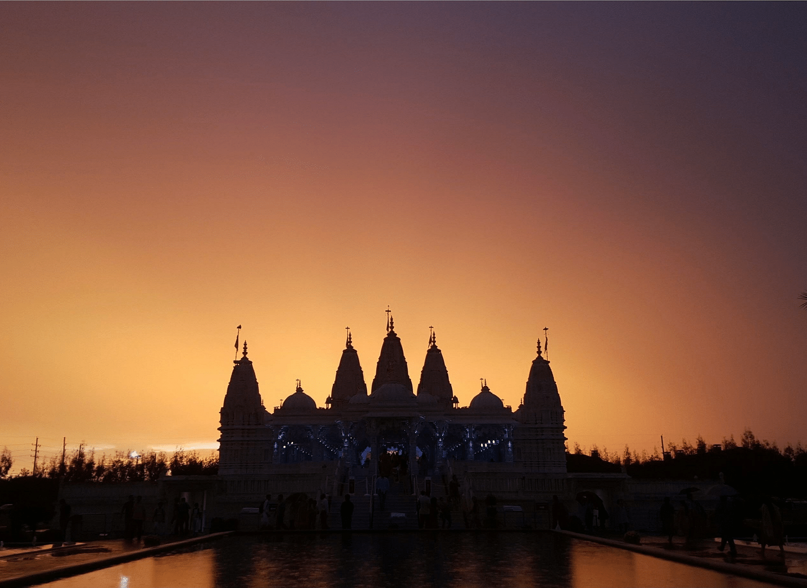 Temple bathed in the golden glow of the evening sunshine.