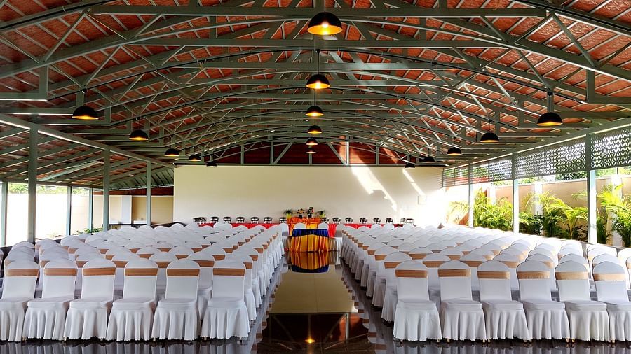 outdoor banquet hall at rk gardenia, surya city