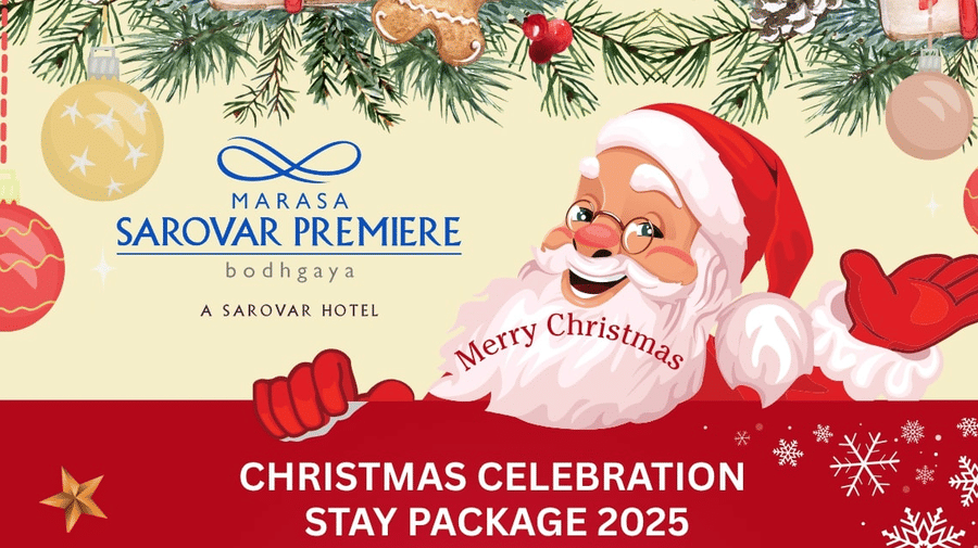 Enjoy christmas at Marasa Sarovar Premiere, Bodhgaya offering 1 Night and 2 Days Package. It includes deals on double occupancy, DJ music, lavish Christmas buffer dinner, and much more.