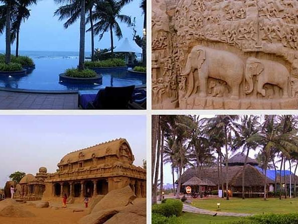 A collage image of different tourist attractions