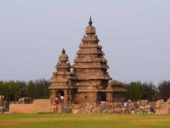 An image of the main temple in Mahabalipuram, showcasing its ancient rock-cut architecture.