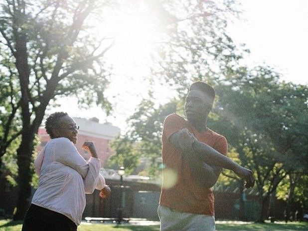 Mom and her son exercising