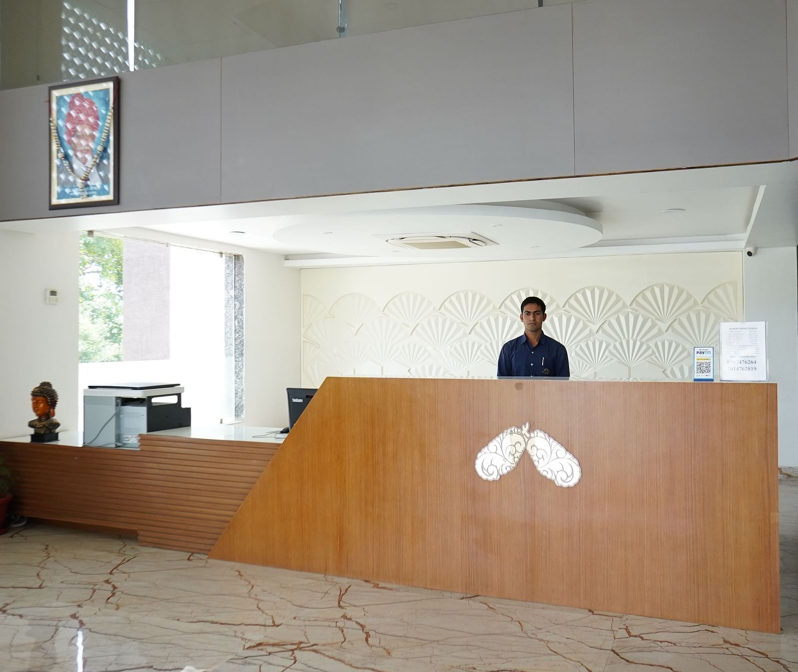The reception area of the Bamboo Saa Mulberry Resort, Pushkar.