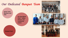 A banner image for Our Dedicated Banquets Team page with team photos of HODs, seniors and chefs