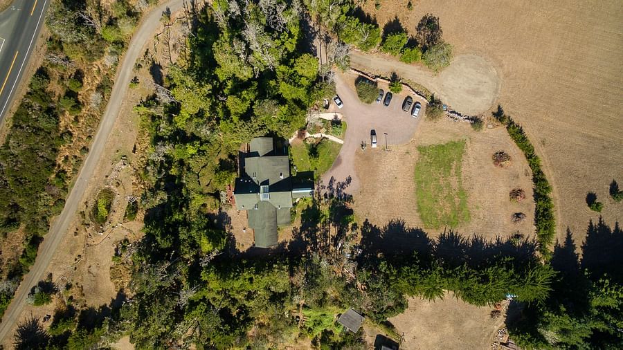 An aerial view of the landing strip for helicopters at our hotel in California - Brewery Gulch Inn & Spa